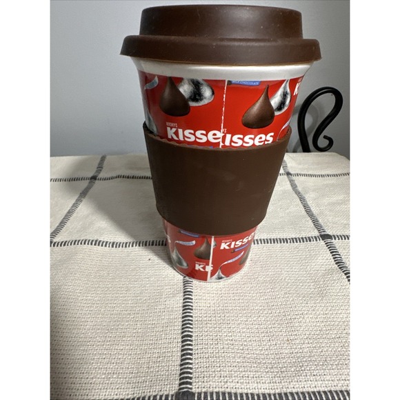 Travel Tumbler Ceramic Mug Hershey's Kisses Galerie Coffee‎ Mug 16 oz With Lid - Picture 5 of 6